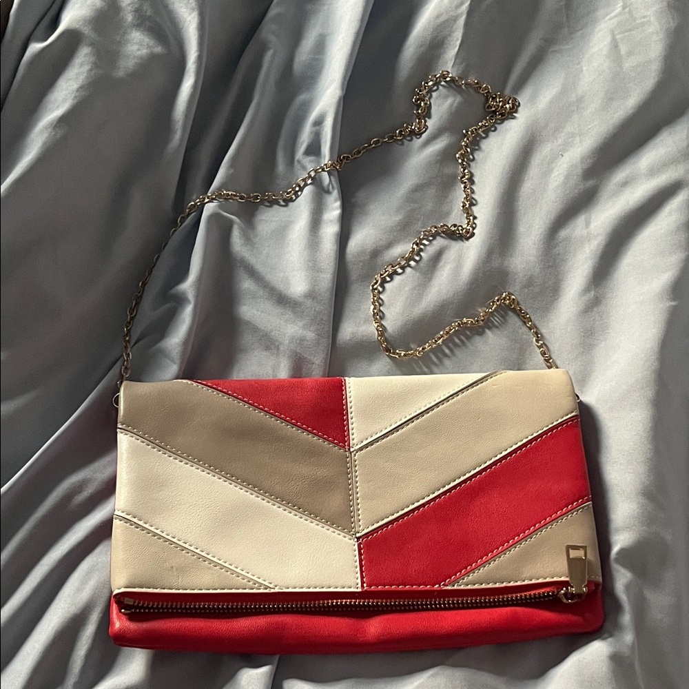Stylish Red and Cream Women's Clutch